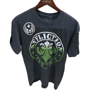 Affliction Black T-Shirt Size Sz L Green Live Fast Fluer De Lis TShirt
